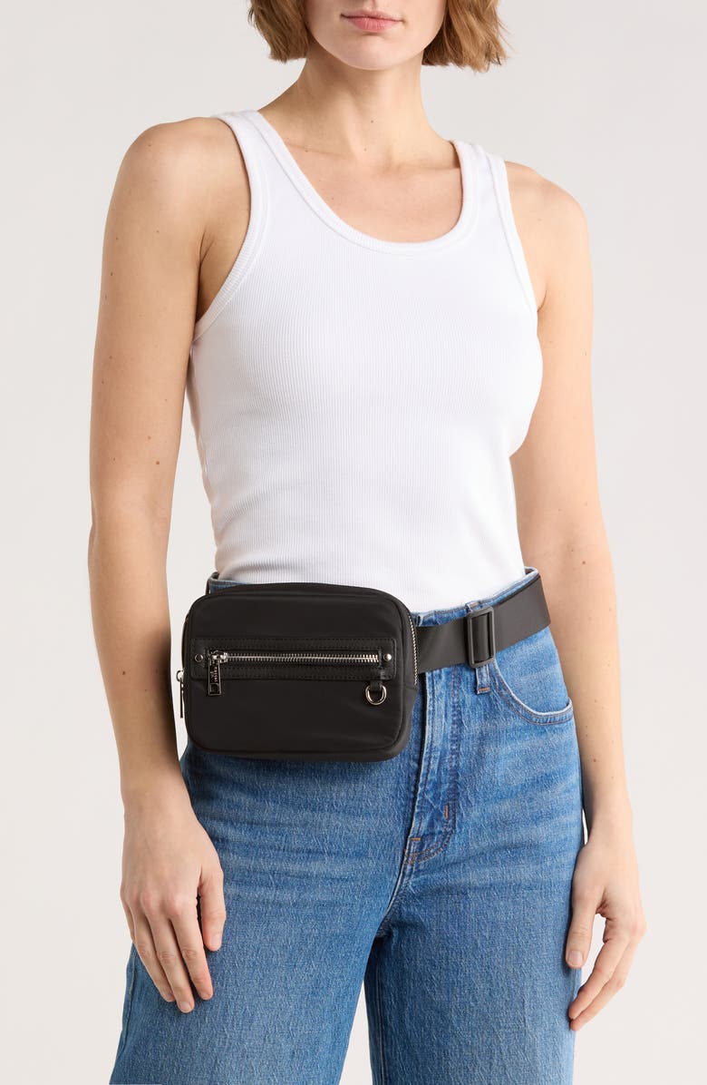 Madden Girl Polyester Belt Bag, Alternate, color, Black