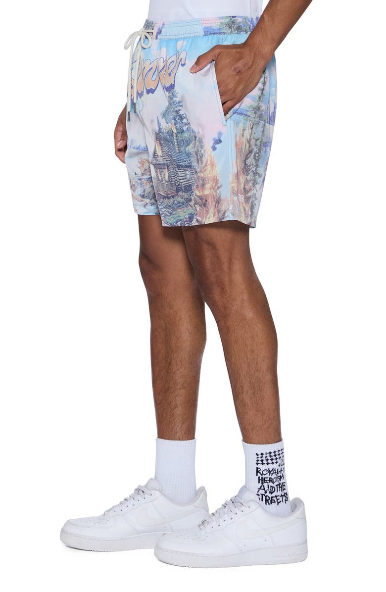 Ksubi Last Summer Print Board Shorts, Alternate, color, Grey Multi