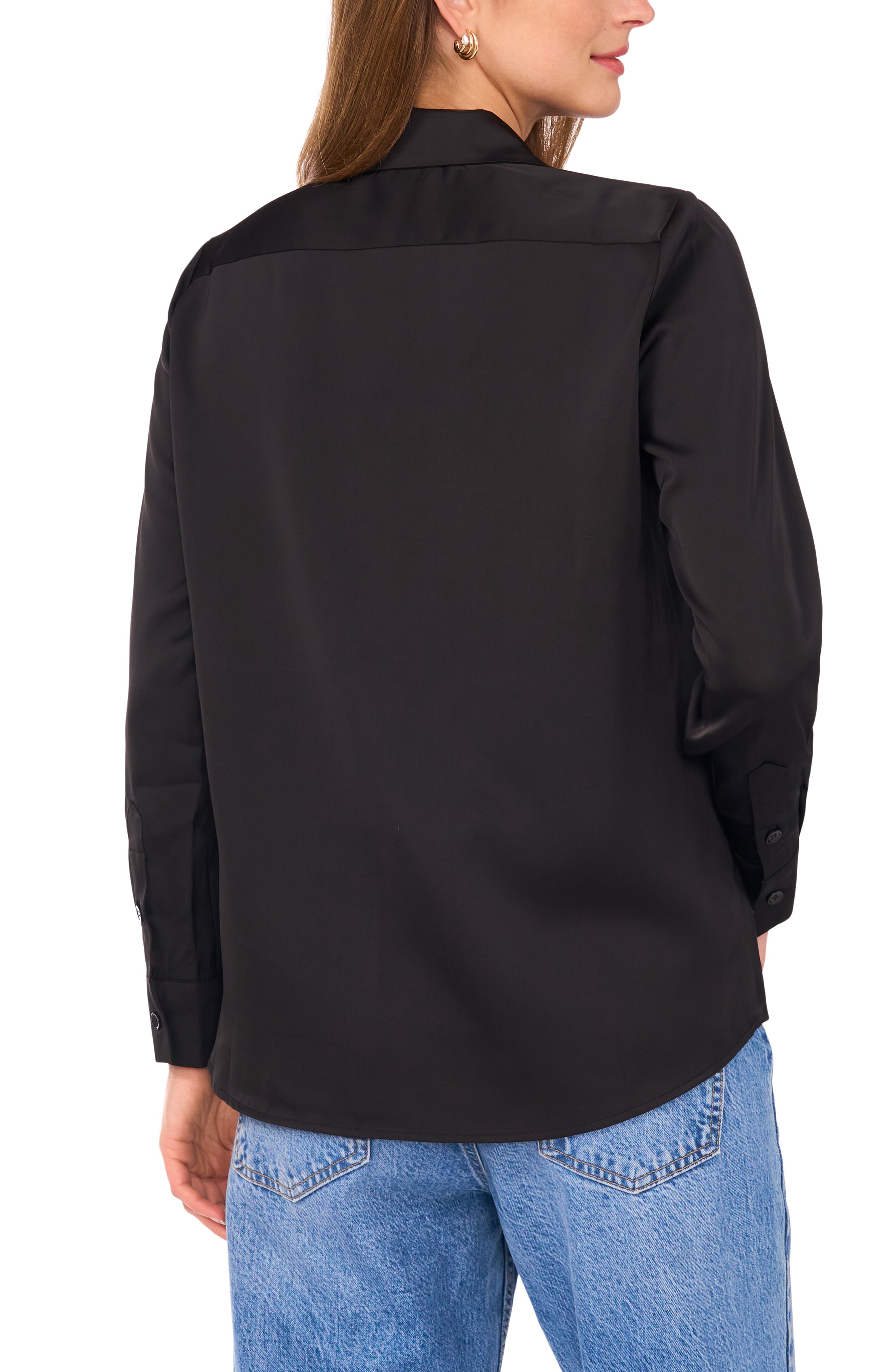 Satin Long Sleeve Button-Up Shirt - image 2