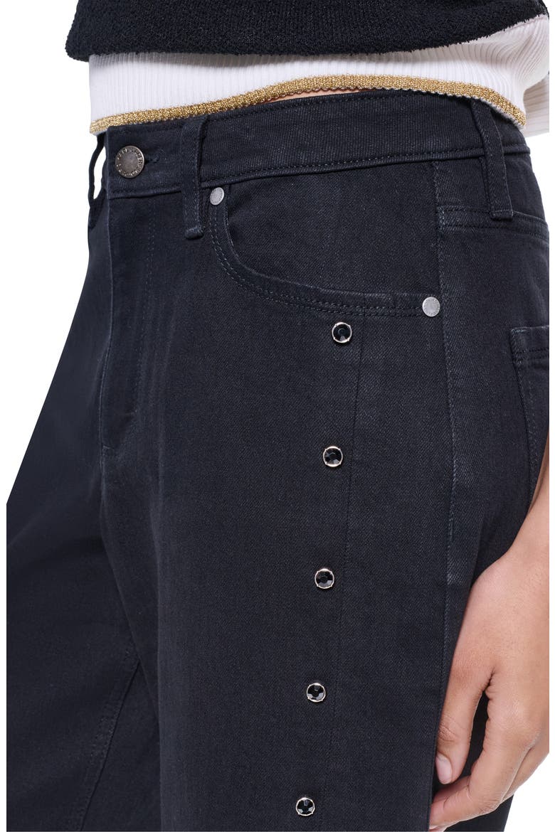 Grommet Detail Barrel Leg Jeans, Alternate, color, BLACK