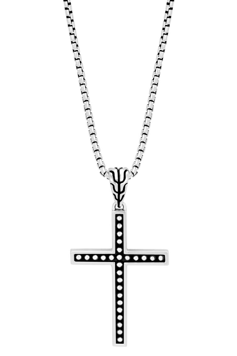 Men's Classic Chain Cross Pendant Necklace, Main, color, SILVER