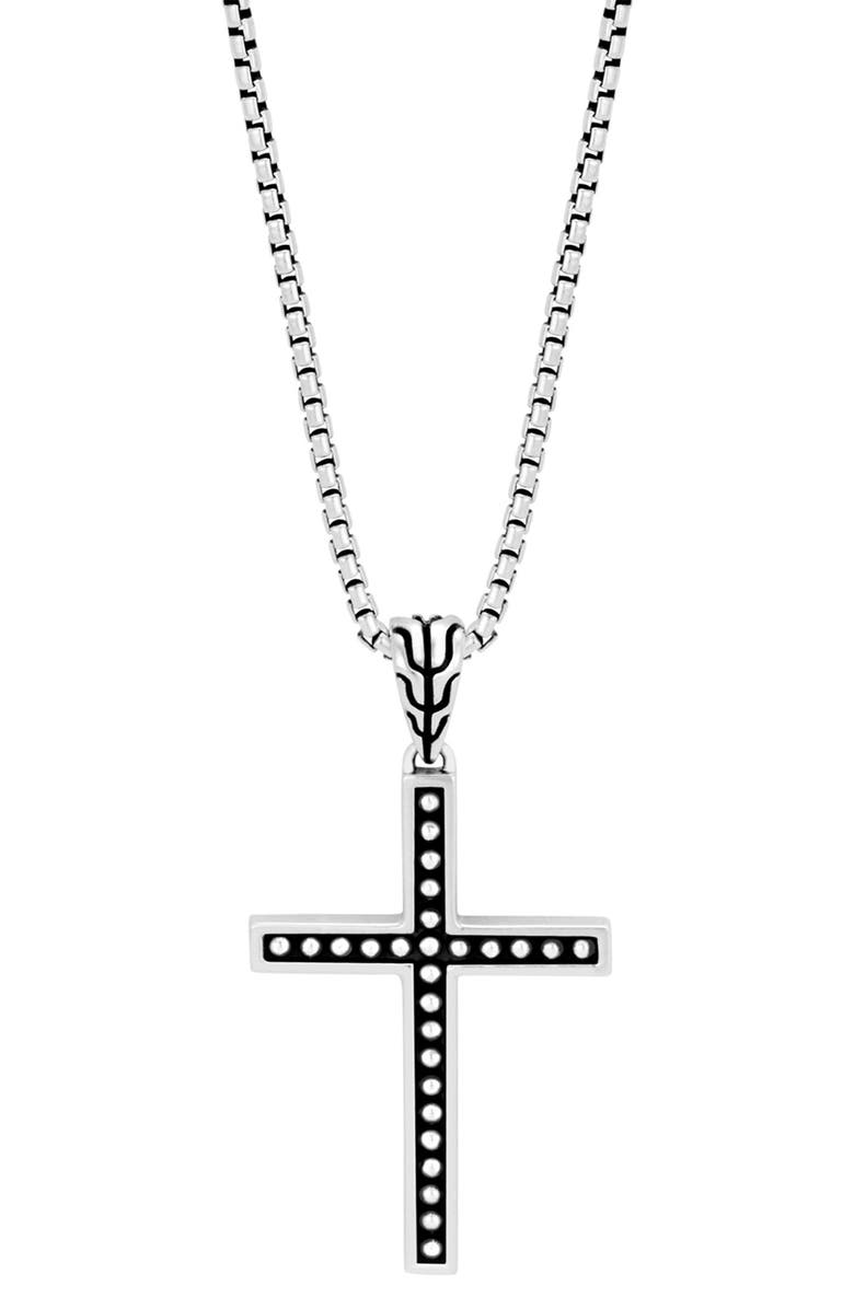 John Hardy Men's Classic Chain Cross Pendant Necklace, Main, color, Silver