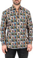 Maceoo Fibonacci Puppy Portrait Contemporary Fit Button-Up Shirt