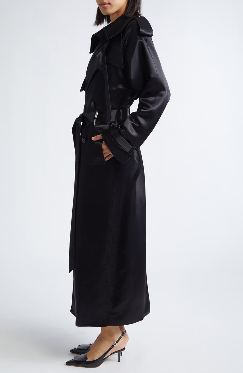 GRACE LING Claw Liquid Tailored Trench Coat, Alternate, color, Black