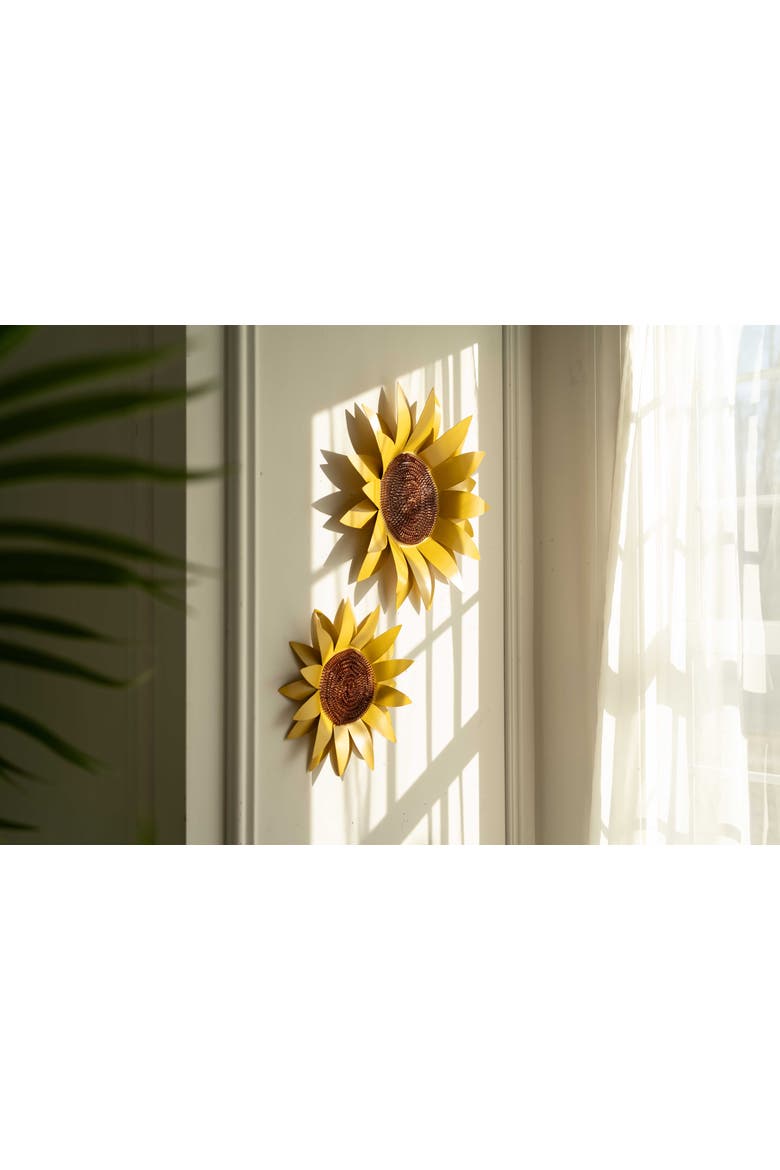 Sunflower Large Metal Wall Flower, Alternate, color, Yellow