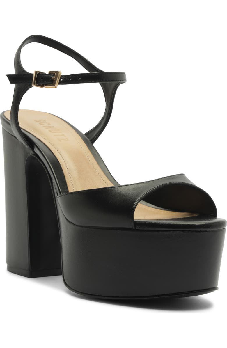 Schutz Lys Ankle Strap Platform Sandal, Main, color, Black