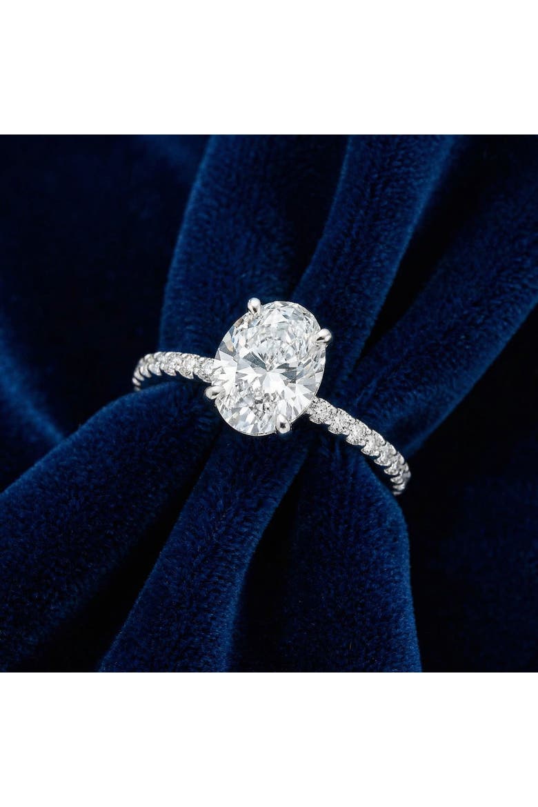 Certified 3 3/8Ct Oval Diamond Engagement Ring Hidden Halo Lab Grown Gold, Alternate, color, 14k White Gold