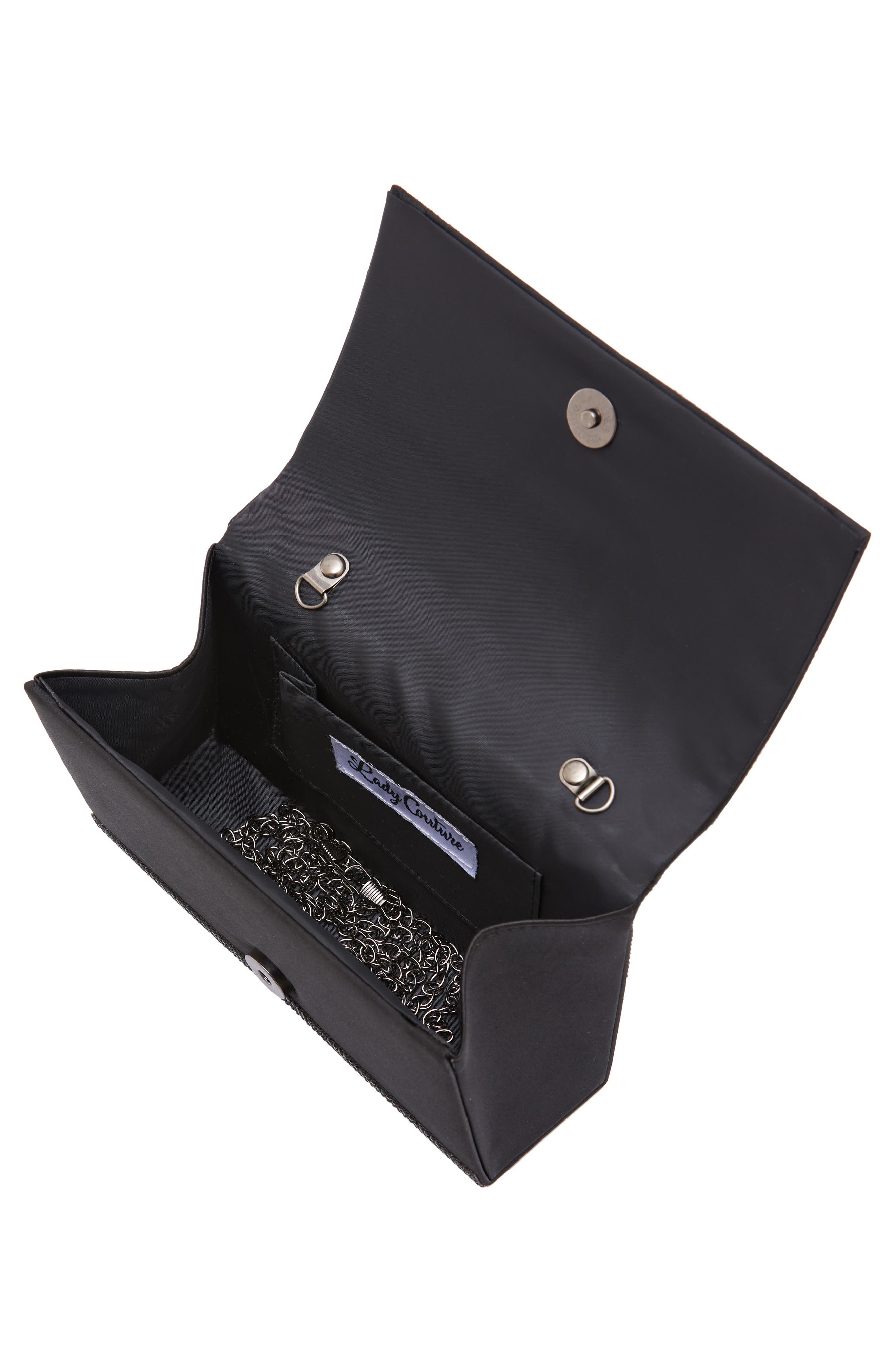 LADY COUTURE Elegant Rhinestone Satin Evening Bag, Alternate, color, Black