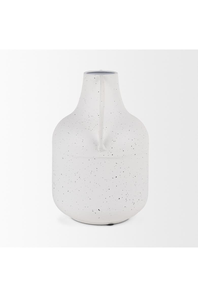Treva Tall White w/ Black Speckles Metal Vase, Alternate, color, White
