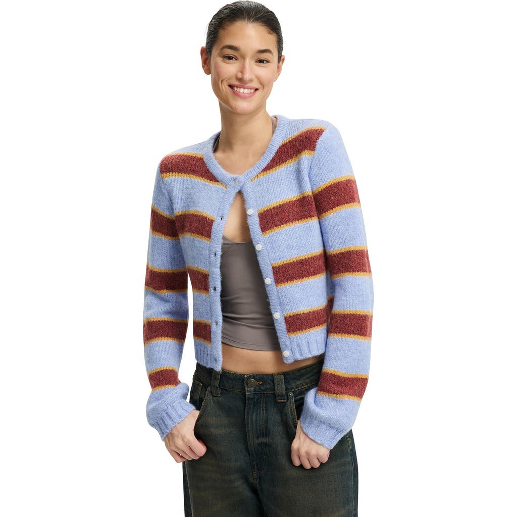 Cotton On Luxe Crew Cardigan In Blue