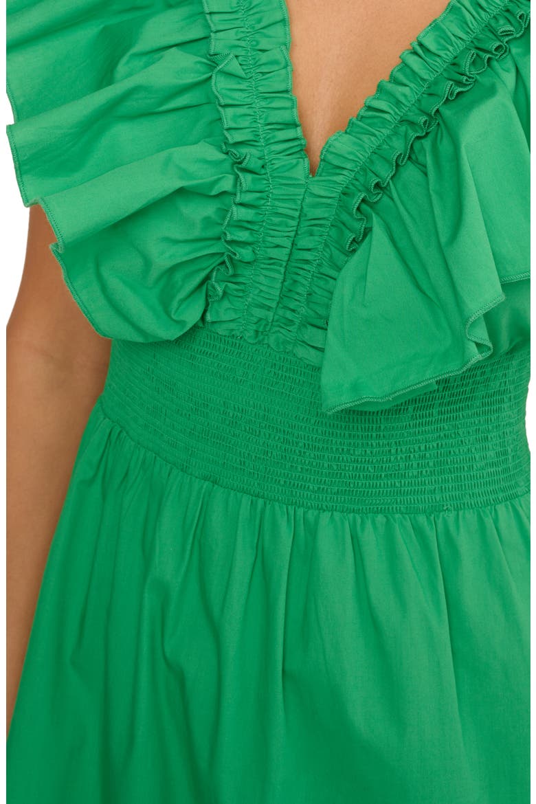 Ruffle Smocked Waist Maxi Dress, Alternate, color, GREEN