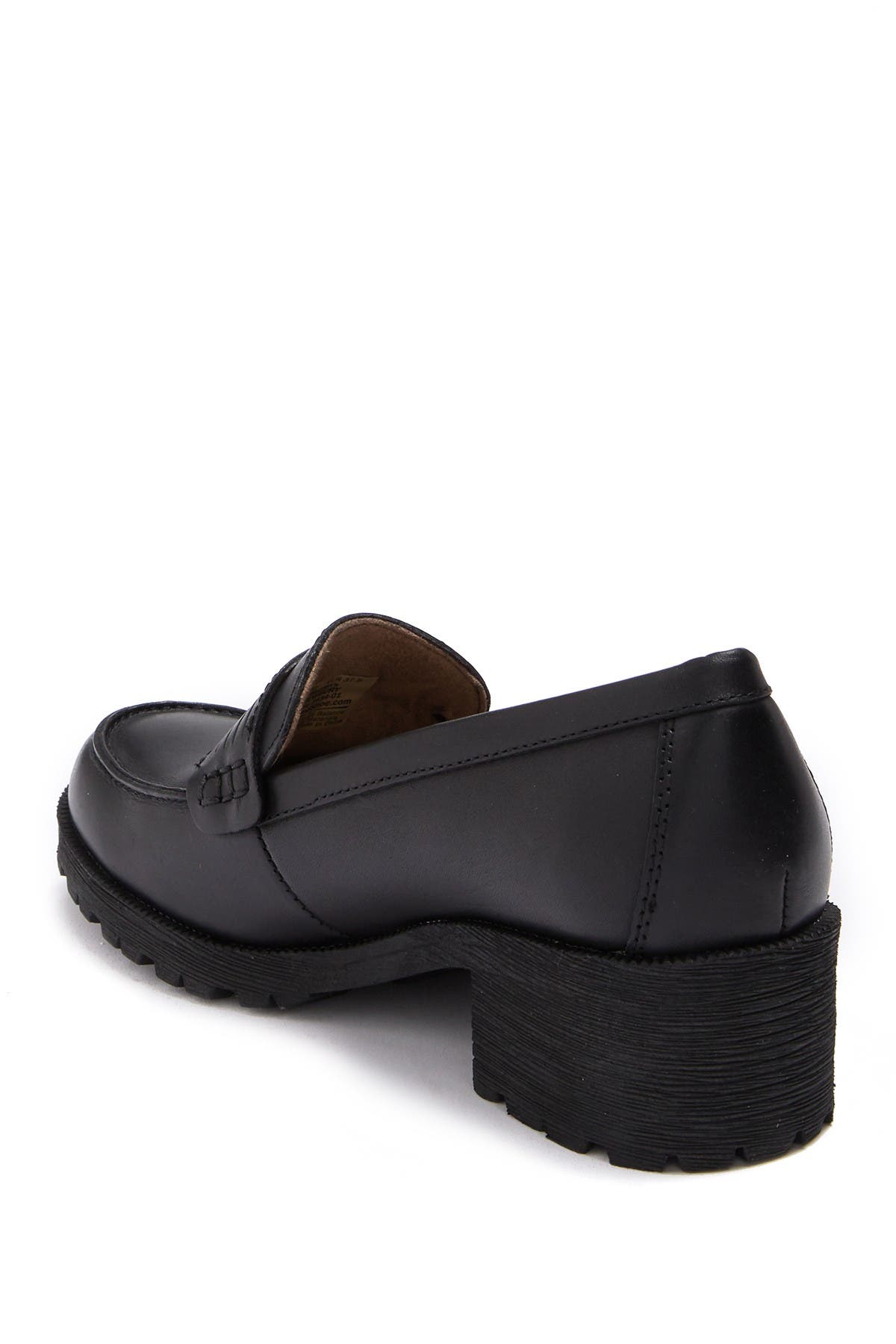 Eastland Newbury Leather Block Heel Loafer, Alternate, color, Black