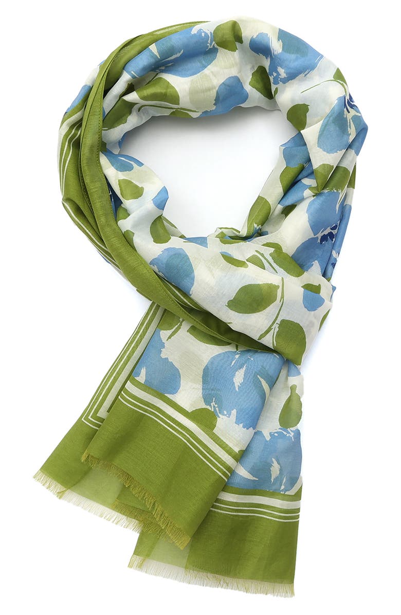 Kate Spade New York painterly bouquet oblong cotton & silk scarf, Alternate, color, 