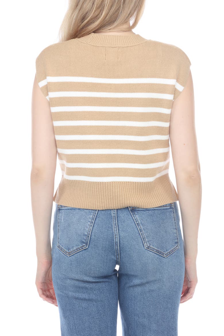 Striped Cap Sleeve Sweater, Alternate, color, BEIGE