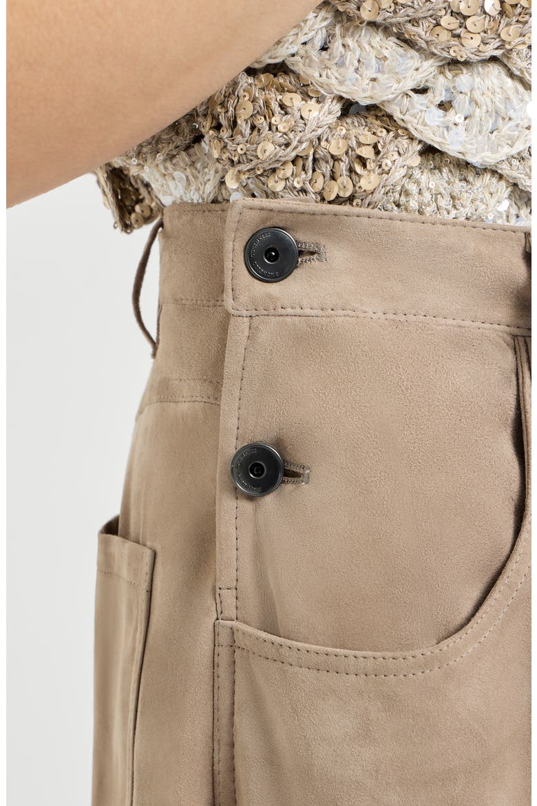 Suede maxi trousers, Alternate, color, Beige
