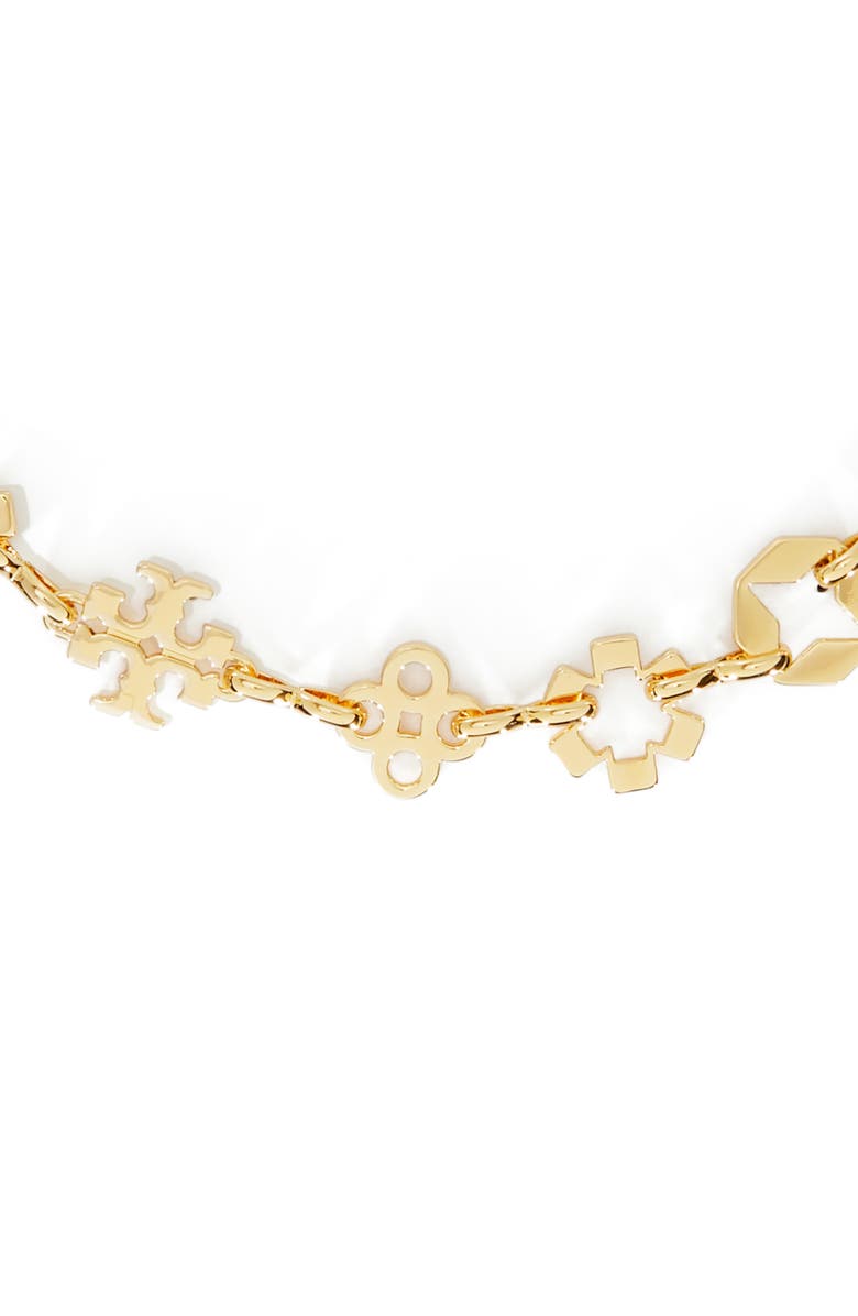 Tory Burch Kira Clover Mixed Logo Bracelet, Alternate, color, 