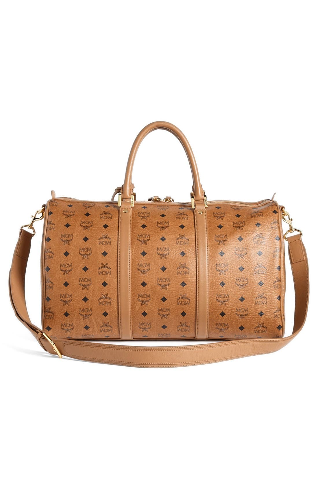 'Large Heritage' Coated Canvas Weekend Duffel Bag, Alternate, color, COGNAC