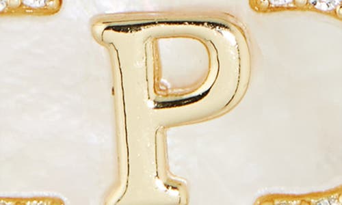 Argento Vivo Sterling Silver Clover Mother-of-pearl Initial Pendant Necklace In Gold