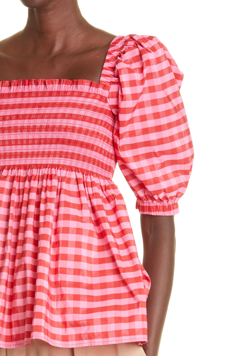 Molly Goddard Women's Axel Gingham Smocked Taffeta Top, Alternate, color,