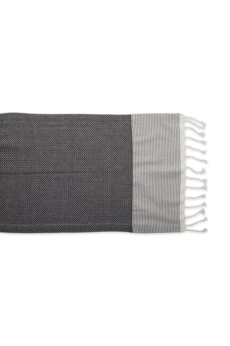 Bordered Dobby Table Runner 15x108, Alternate, color, Black