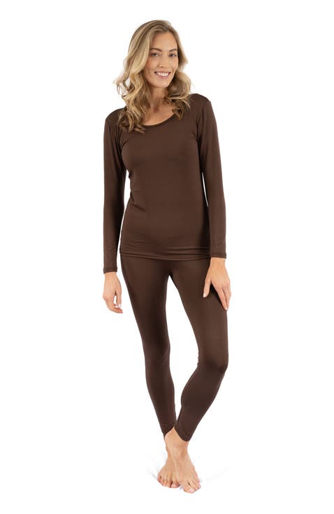 Women's Solid Thermal Pajama Set
