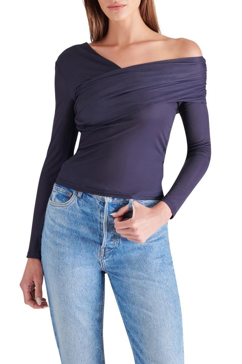 Pacie One-Shoulder Long Sleeve Top, Main, color, MARINE