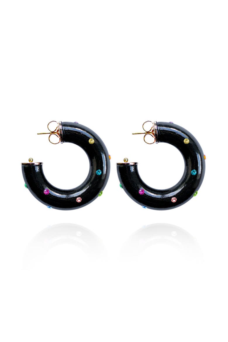 Alba Jet Earrings, Main, color, Raven