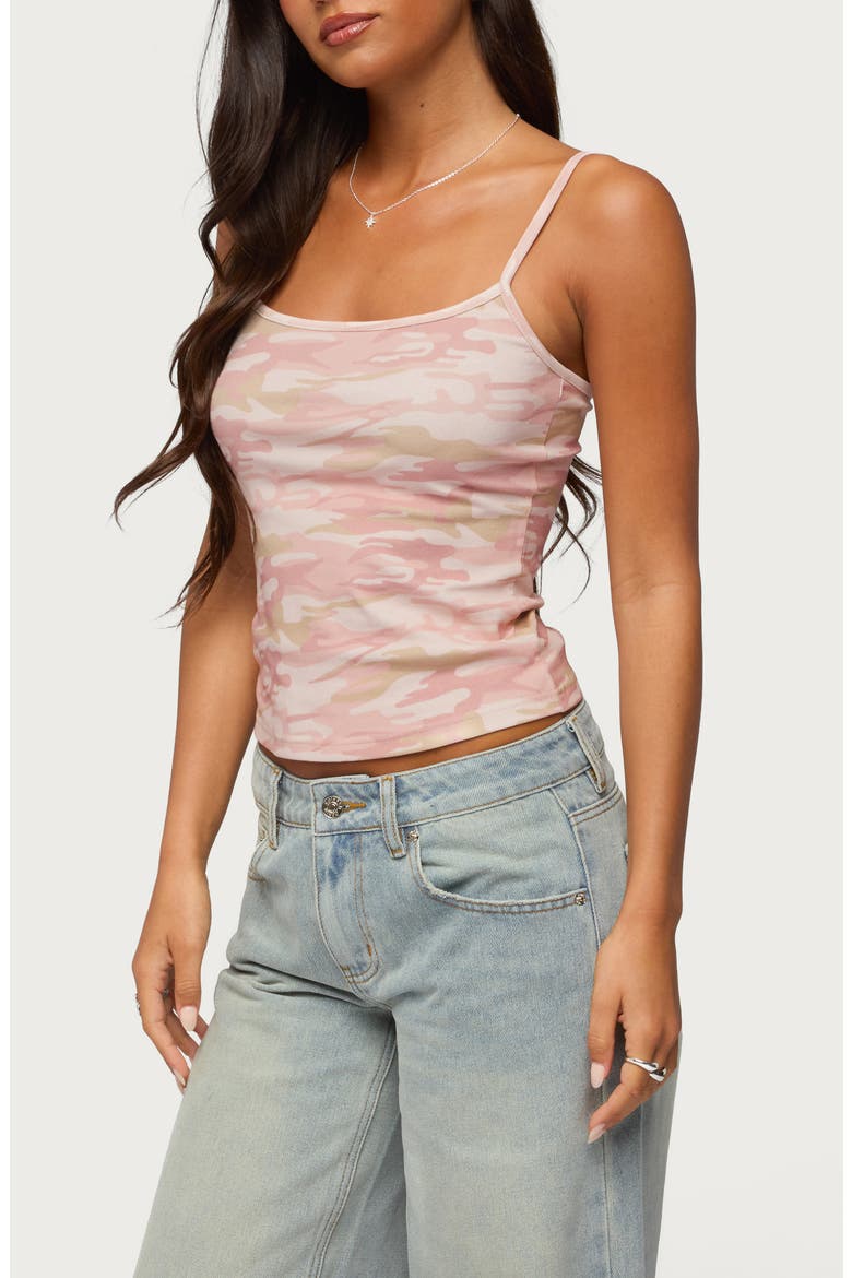 Ciellah Camo Print Stretch Cotton Camisole, Alternate, color, LIGHT-PINK