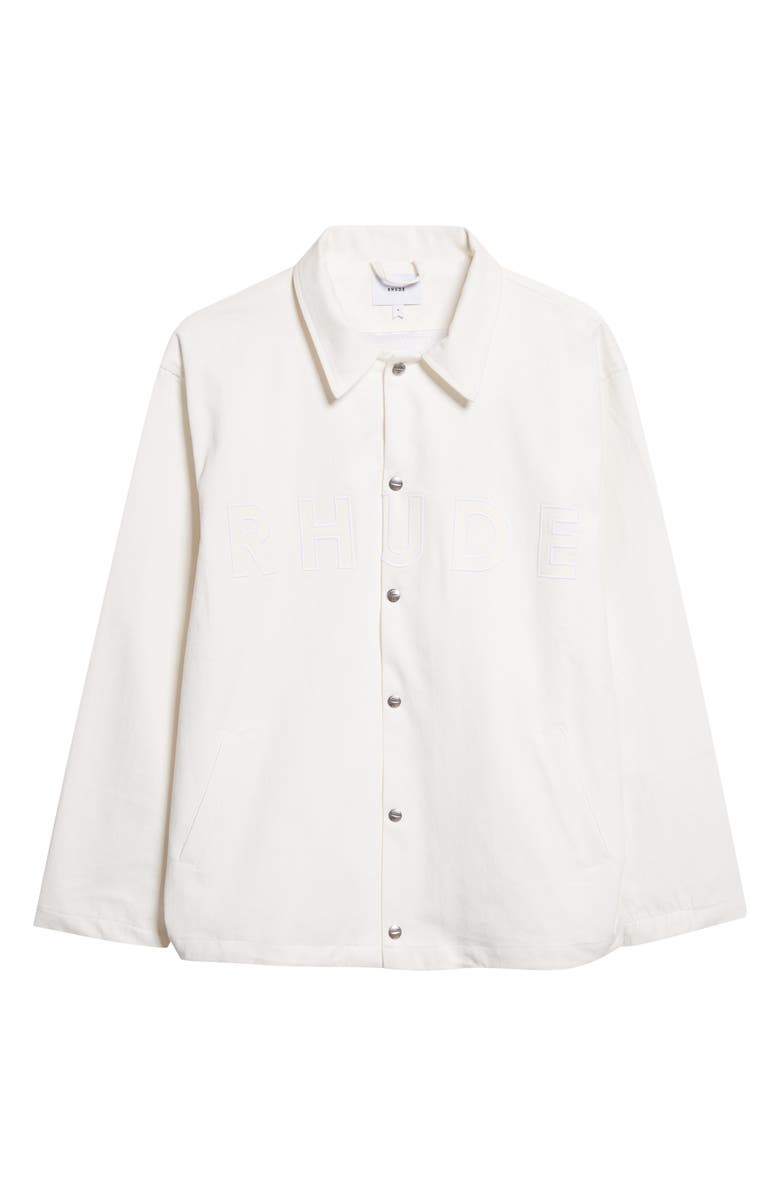 Rhude Logo Appliqué Coach's Jacket, Main, color, White/ White
