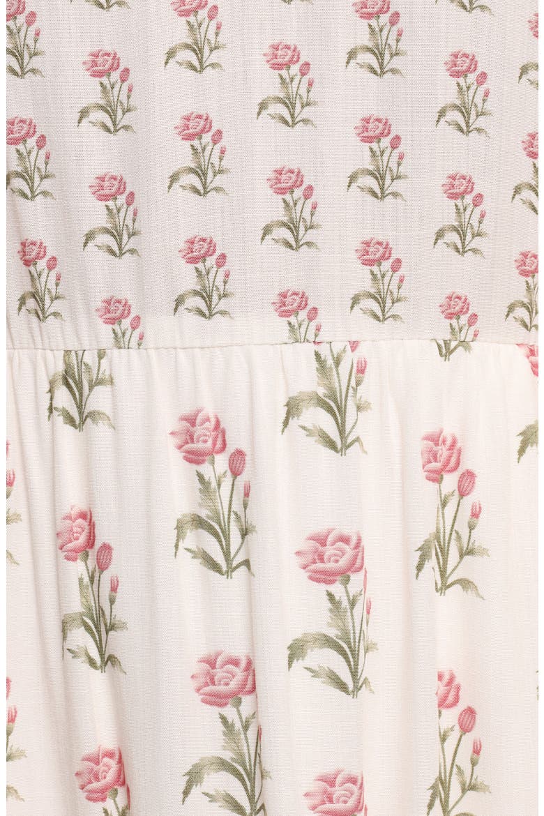 Echo Print Tiered Sleeveless Midi Dress, Alternate, color, WHITE/ PINK