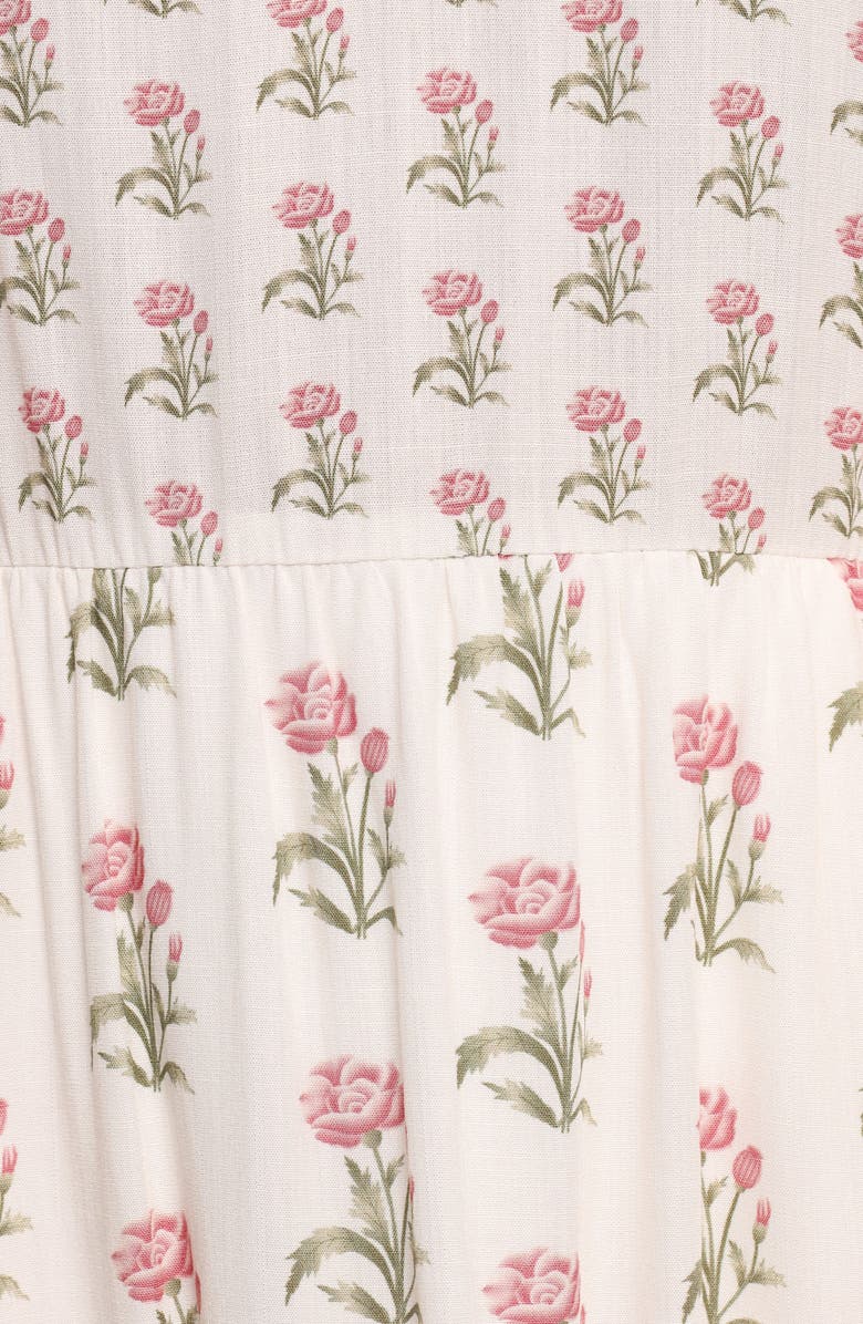 Petal & Pup Echo Print Tiered Sleeveless Midi Dress, Alternate, color, White/ Pink