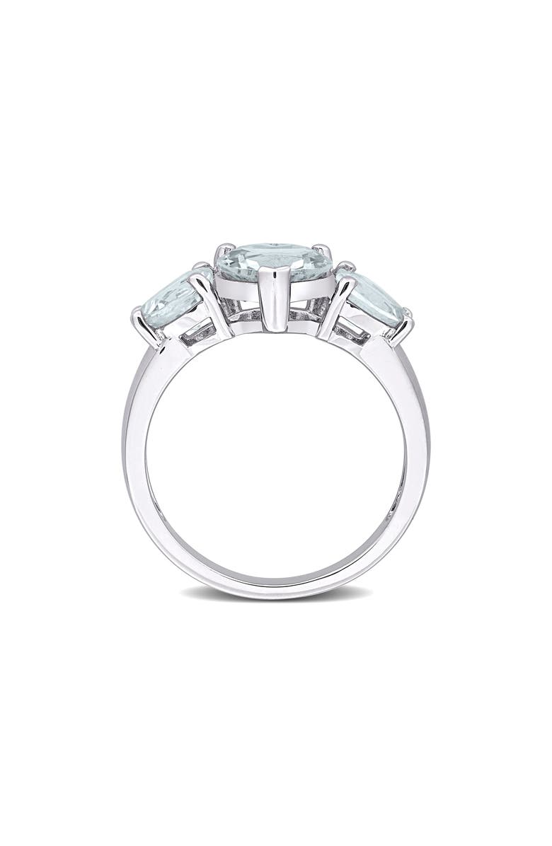 DELMAR Sterling Silver Aquamarine Heart 3-Stone Ring, Alternate, color, Aquamarine