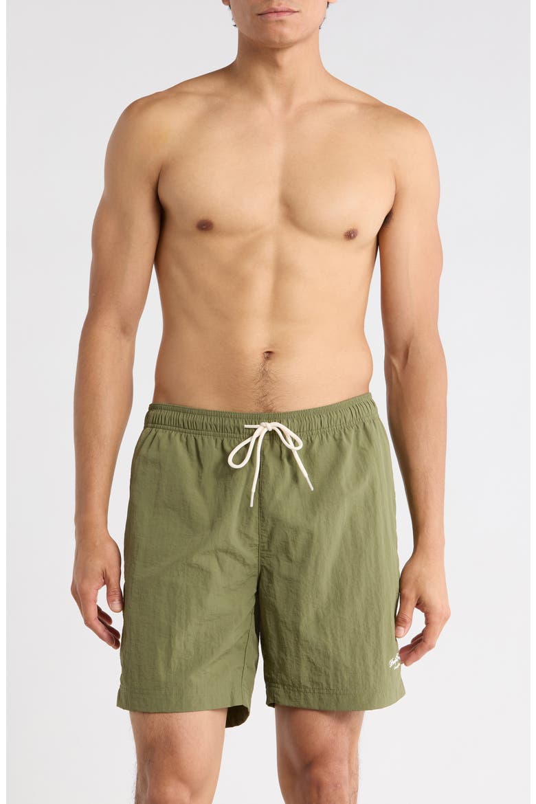 Collegiate Swim Trunks, Main, color, GREEN