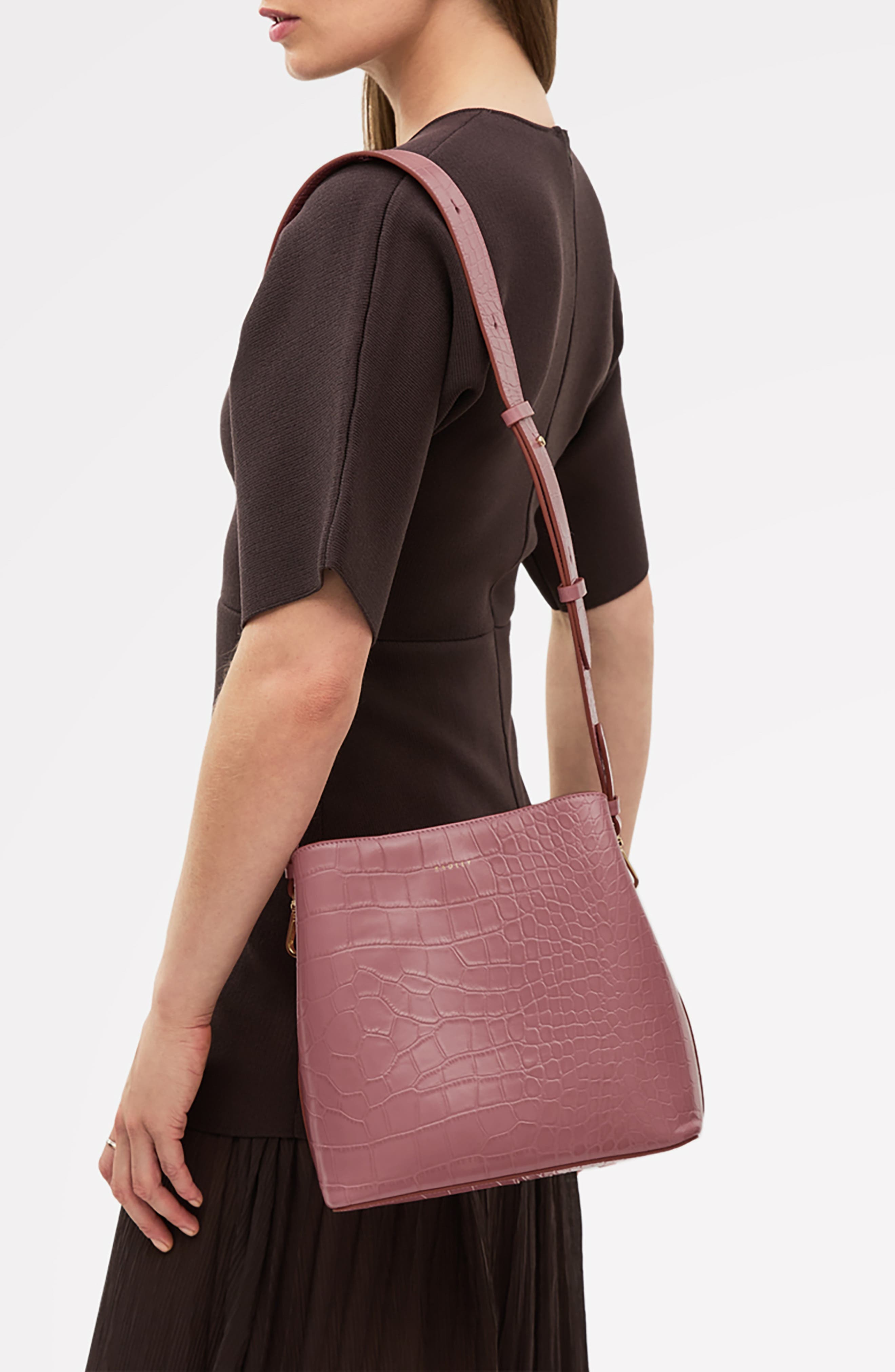 Radley Medium Duke's Place Croc-Embossed Leather Crossbody Bag, Alternate, color, French Rose