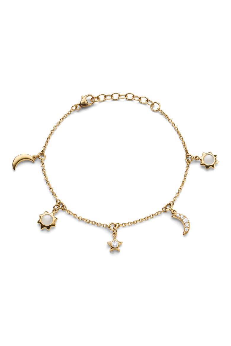 Sun, Moon & Stars 18k Gold Diamond & Moonstone Bracelet, Main, color, 18K YELLOW GOLD