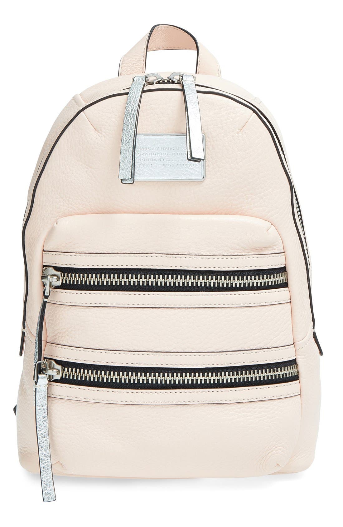 MARC BY MARC JACOBS 'Domo Biker' Leather Backpack, Main, color, PEARL BLUSH