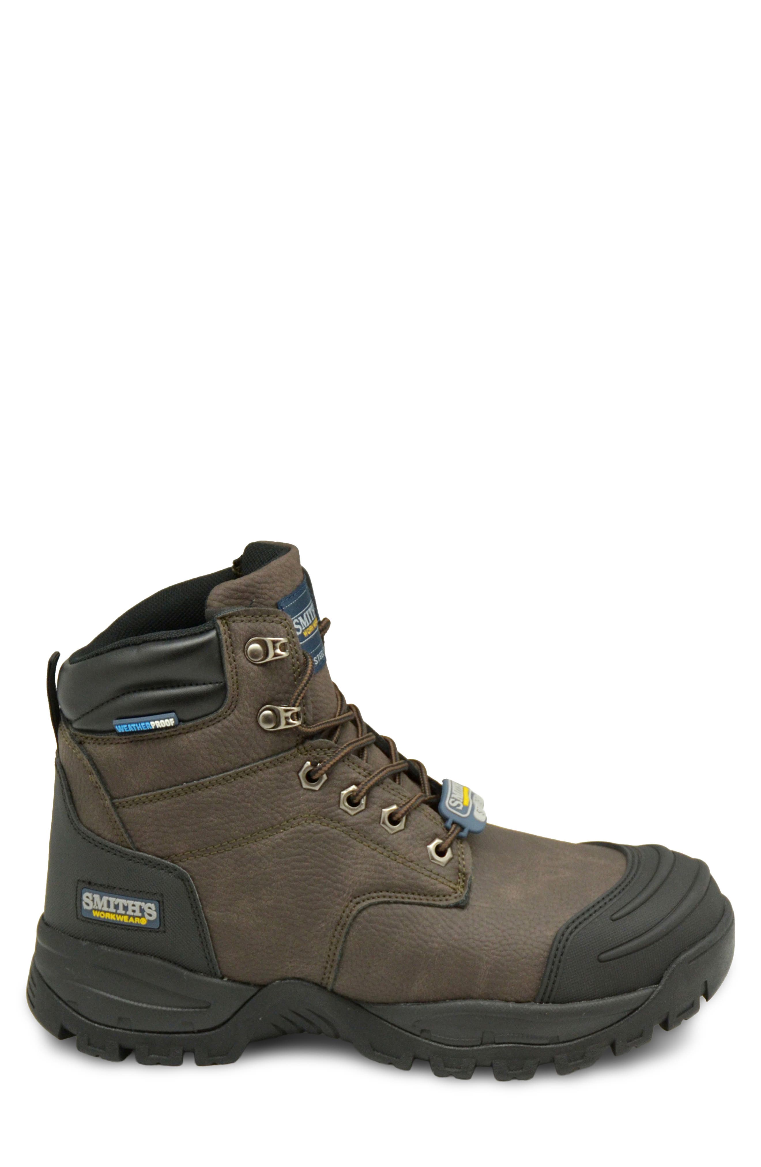 Berkshire Faux Leather Steel Toe Work Boot, Alternate, color, DARK BROWN