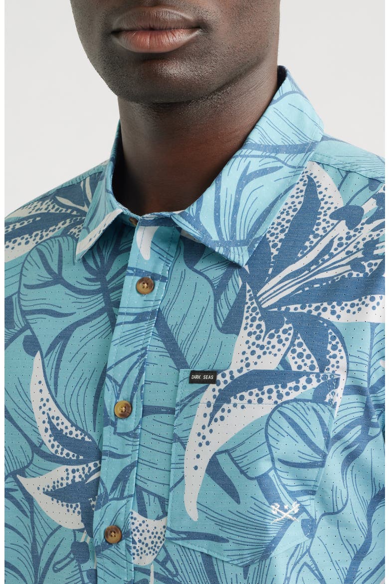 Webster Floral Short Sleeve Cotton Buttion-Up Shirt, Alternate, color, BLUE