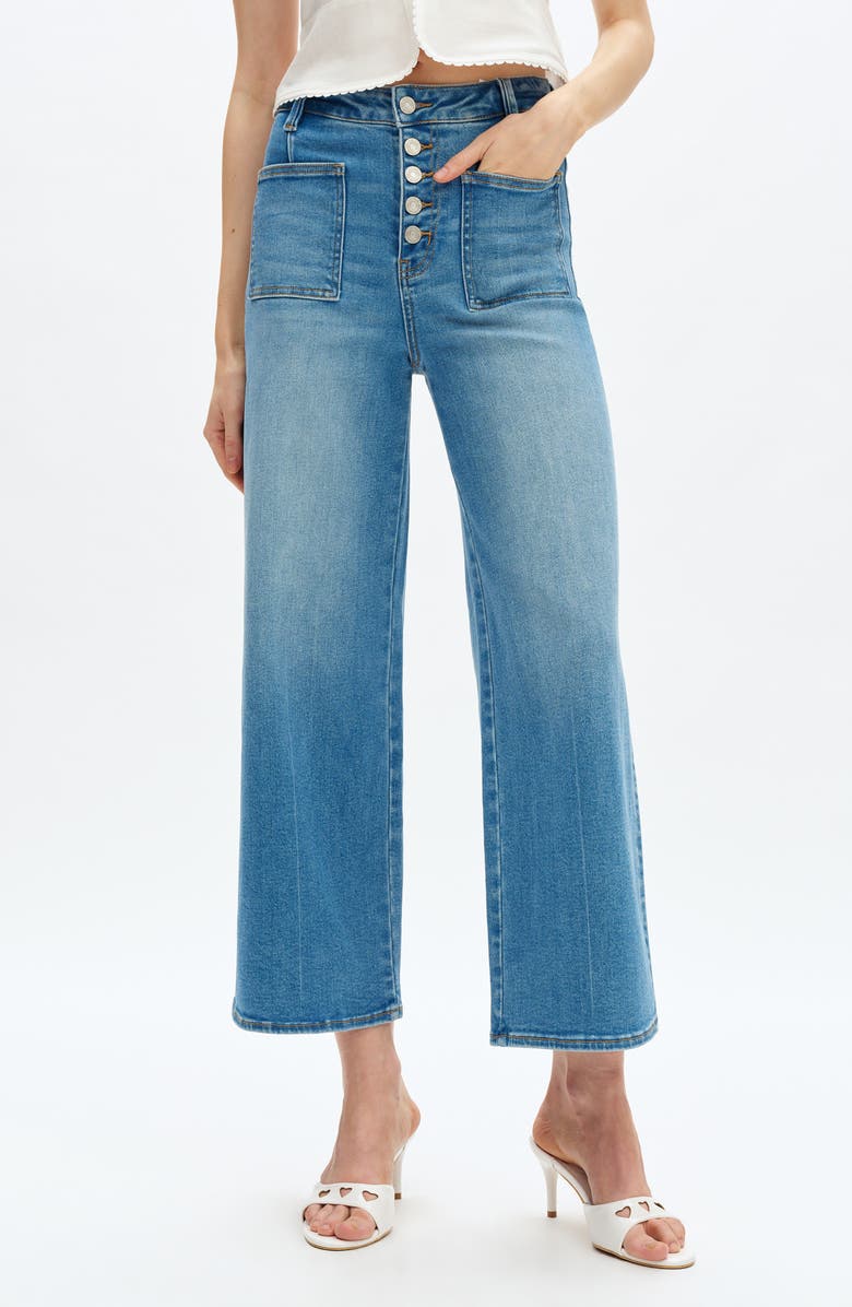 Bayeas Orson Exposed-Button Fly Wide Leg Jeans, Main, color, 
