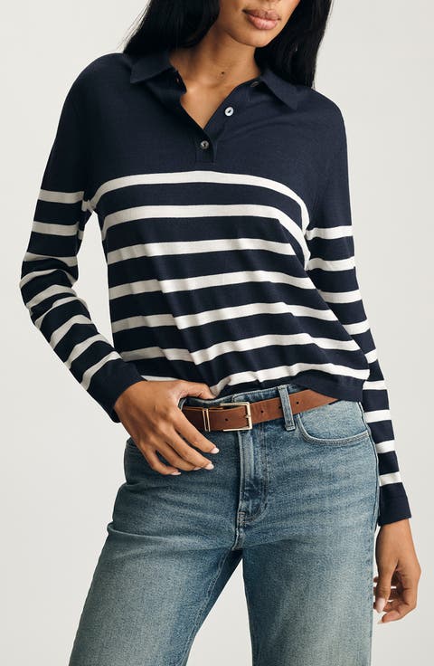 Stripe Wool Polo Sweater