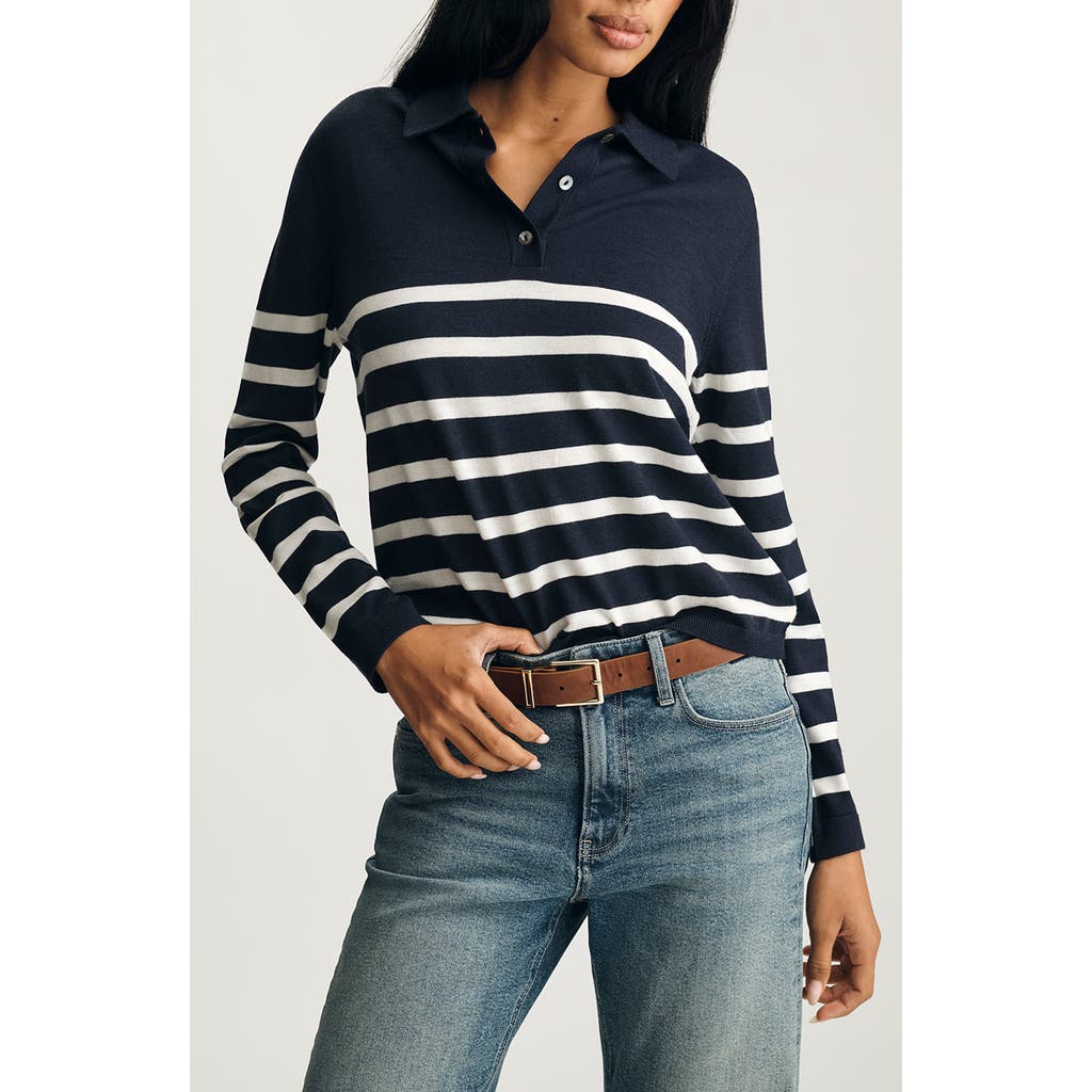 Mavi Jeans Stripe Wool Polo Sweater In Blue