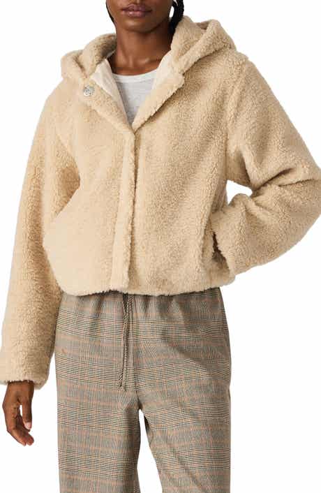 Steve Madden Hooded Faux Shearling Jacket