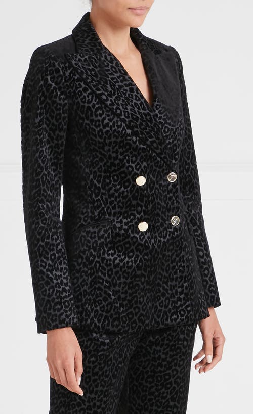Temperley London Leopard-pattern Double-breasted Blazer In Black