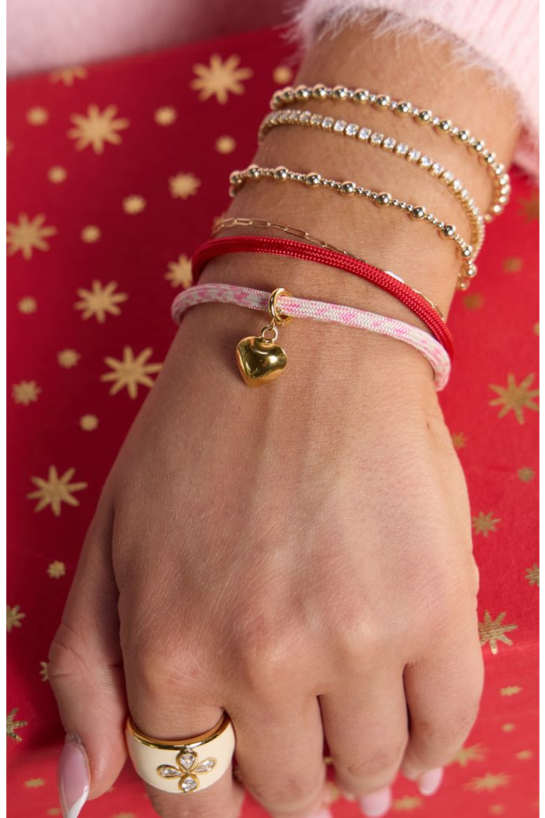 Puffy Heart Charm, Alternate, color, Gold