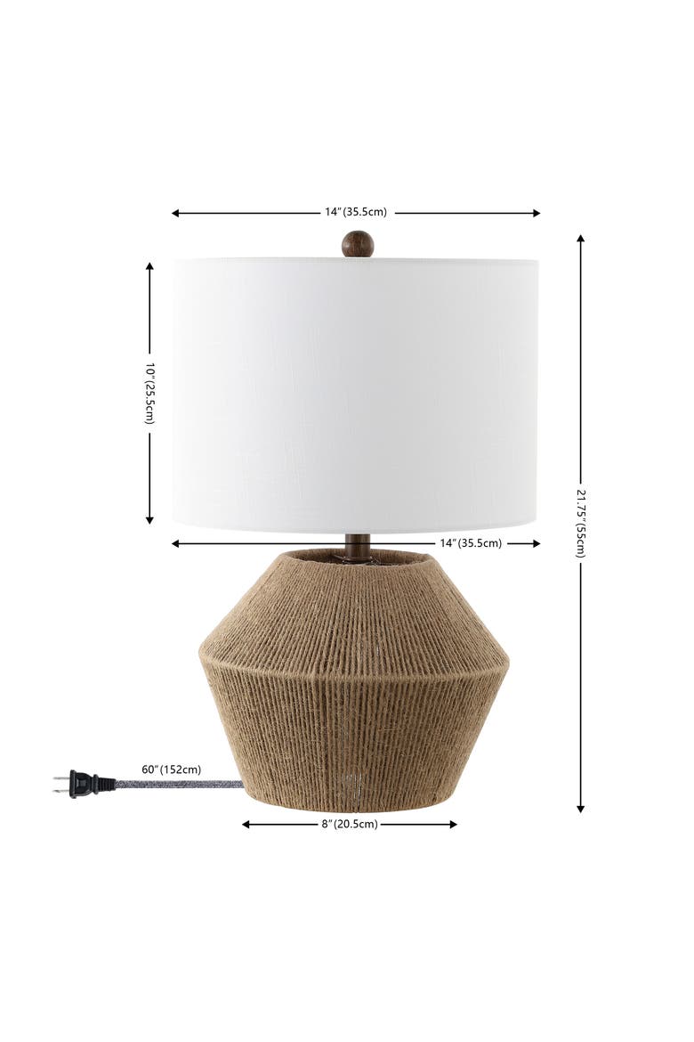 Alma 21.75" Coastal Rustic Iron/Rope LED Table Lamp, Brown, Alternate, color, Brown