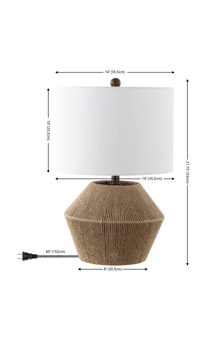 JONATHAN Y Alma 21.75" Coastal Rustic Iron/Rope LED Table Lamp, Brown, Alternate, color, Brown