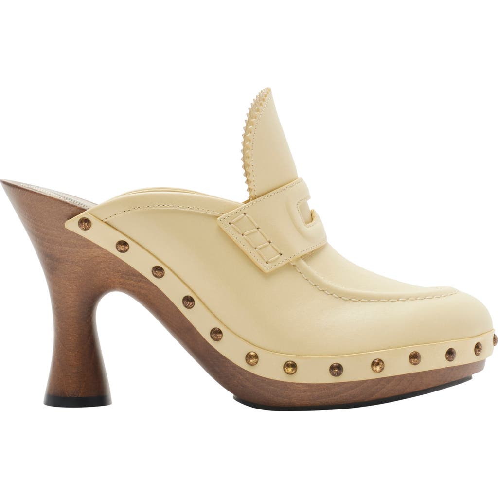 Burberry Leather Potter Clogs In Bake