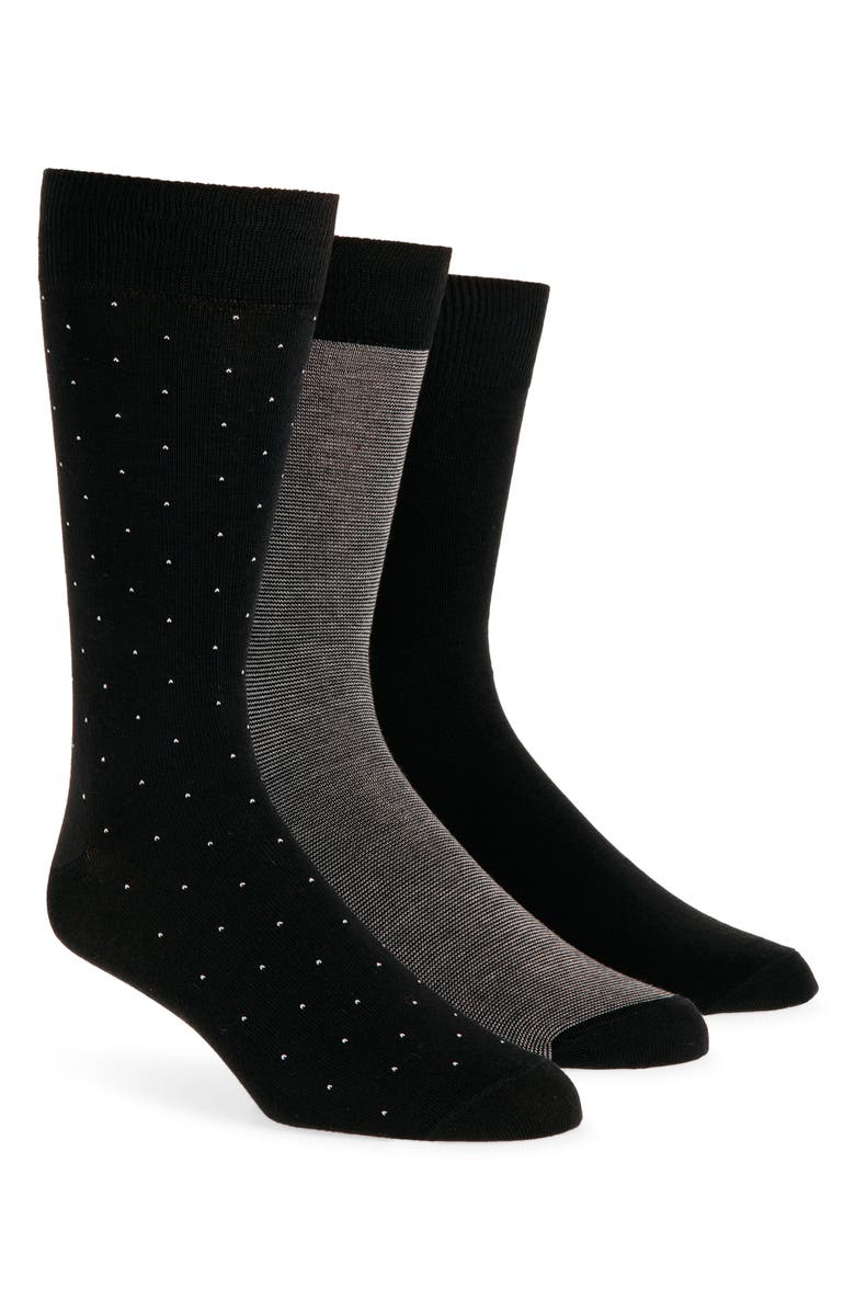Lorenzo Uomo Assorted 3-Pack Cotton Blend Dress Socks, Main, color, Black