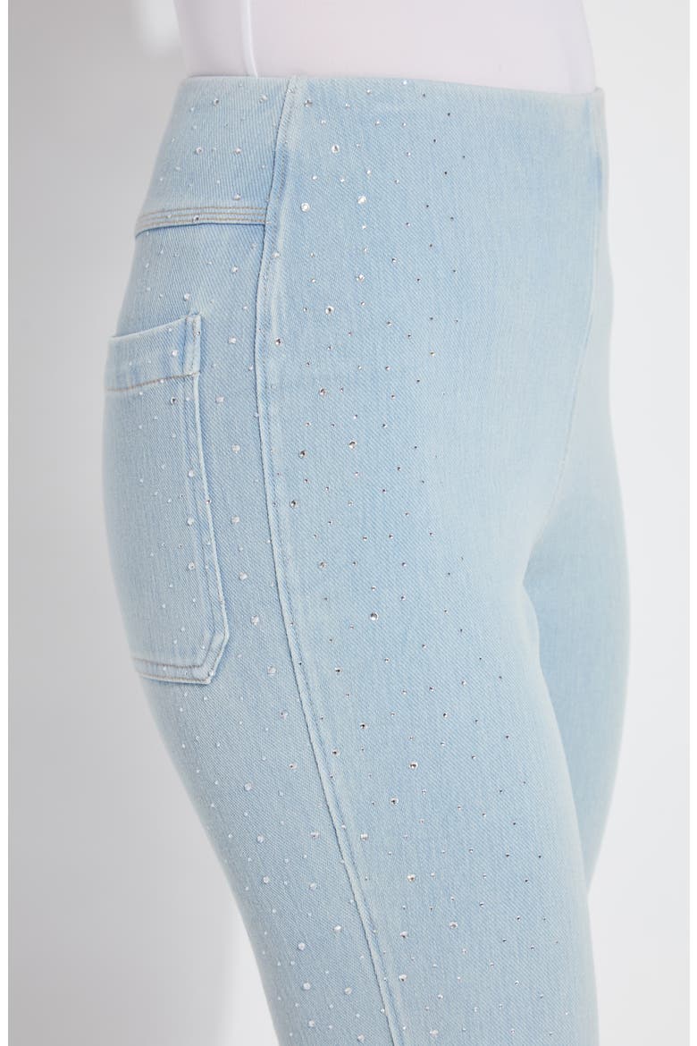 Pull-On Crystal Embellished Baby Bootcut Ankle Jeans, Alternate, color, TINTED BLUE