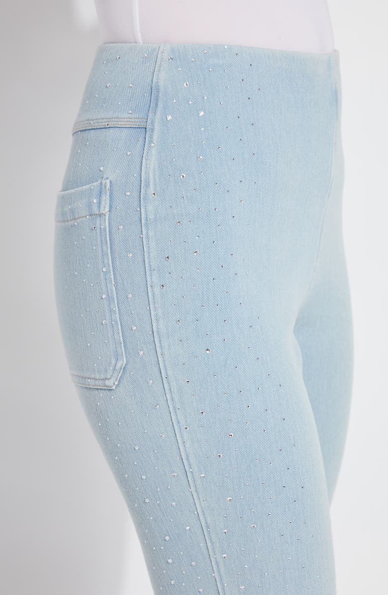Lysse Pull-On Crystal Embellished Baby Bootcut Ankle Jeans, Alternate, color, Tinted Blue